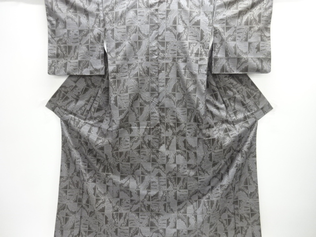 JAPANESE KIMONO / OSHIMA TSUMUGI / DYED / GRID 